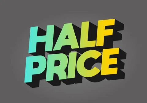Half price. Text effect in eye catching colors with three dimensions look 스톡 일러스트
