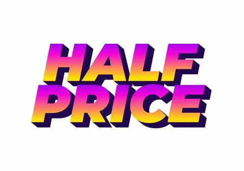 Half price. Text effect in eye catching colors with three dimensions look Stockillustratie