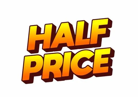 Half price. Text effect in eye catching colors with three dimensions look Stockillustratie