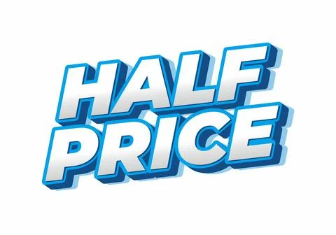 Half price. Text effect in eye catching colors with three dimensions look 스톡 일러스트