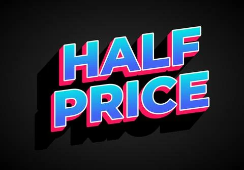 Half price. Text effect in eye catching colors with three dimensions look Stockillustratie