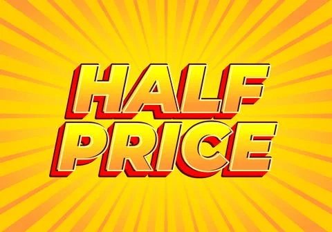 Half price. Text effect in eye catching colors with three dimensions look イラスト素材