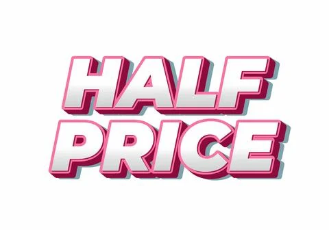 Half price. Text effect in eye catching colors with three dimensions look 스톡 일러스트
