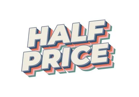 Half price. Text effect with good colors, 3D style Illustrazione stock