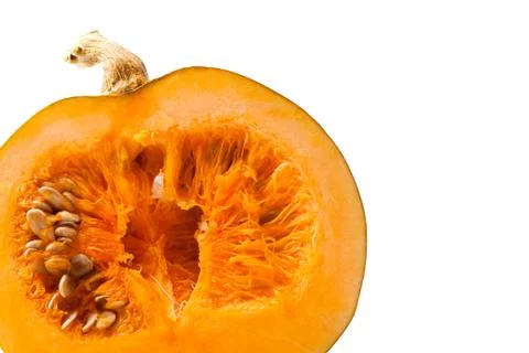 Half a pumpkin on a white background Stock Photos