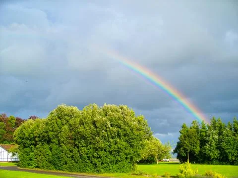 A Half Rainbow Over Trees Stock Photos