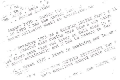 Half readable typewriter slanted text Stock Photos