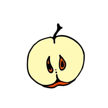 Half a red apple with seeds. Fruit in a cut on a white isolated background. V Stock Illustration