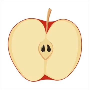 Half a red apple stump icon. Flat illustration of apple stump vector Stock Illustration
