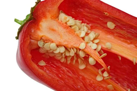 Half red bell pepper isolated on white Stock Photos