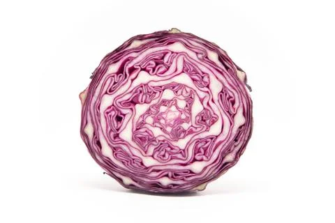 Half red cabbage isolated on white background Stock Photos