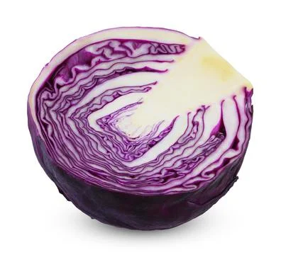 Half red cabbage vegetable isolated on white background. Stock Photos