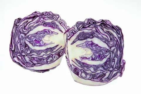 Half red cabbage on a white background Stock Photos
