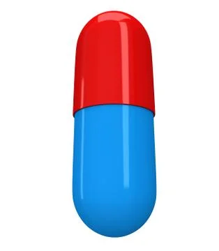Half red half blue pill capsule. 3D Stock Illustration