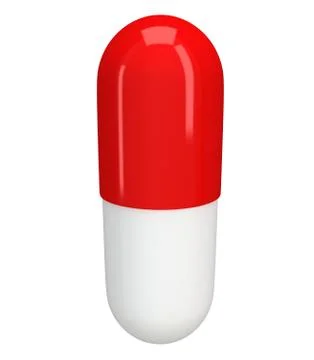 Half red half white pill capsule. 3D Stock Illustration