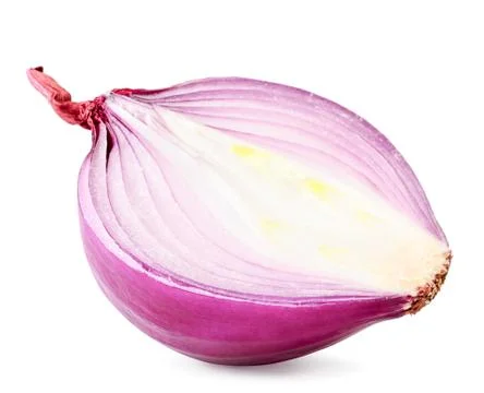 Half of a red onion in close-up on a white. Isolated Stock Photos