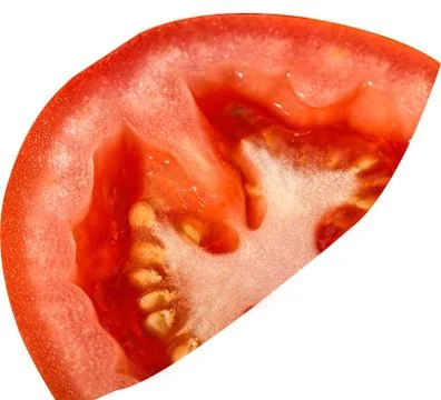 Half a red tomato close-up .Texture or background Stock Photos