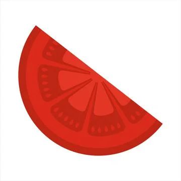 Half red tomato slice. Isolated flat illustration. Stock Illustration