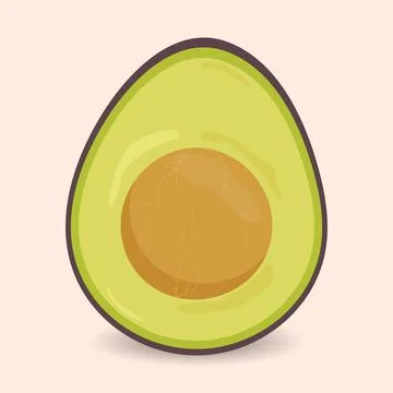 Half of ripe avocado with pit isolated fruit Stock-Illustration