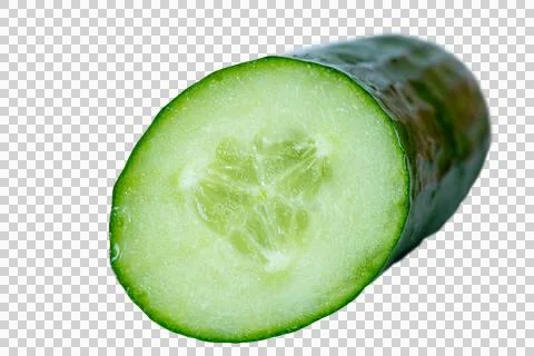 Half of a ripe fresh cucumber isolate. Vegetable, cucumber. Stock Photos