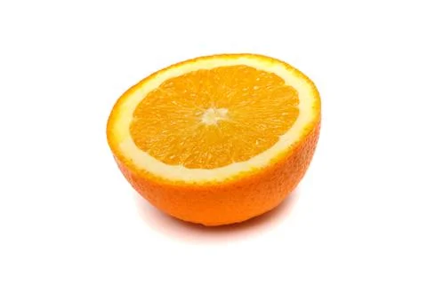 Half of a ripe orange on an isolated background Stock Photos