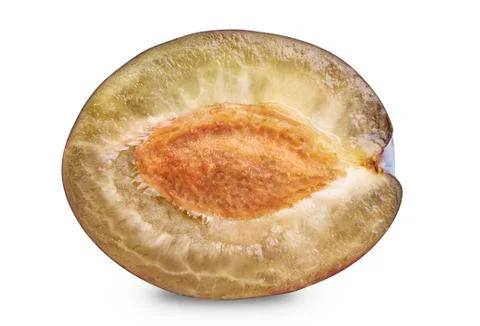 Half of ripe plum Stock Photos