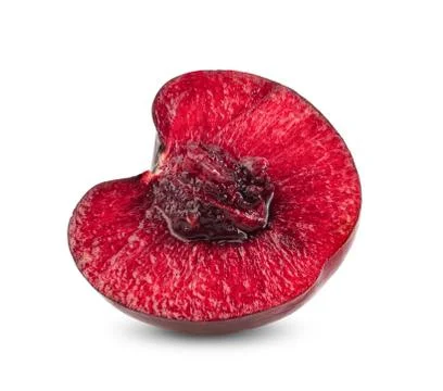 Half ripe red cherry close up on a white Stock Photos