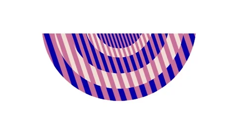Half round geometric pattern white pink blue lines animation video Stock Footage 344250595