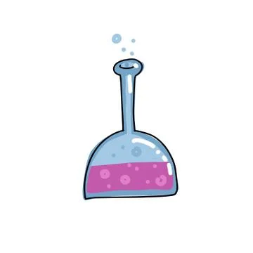 Half round Test tube vector color outlined sketch icon isolated on white back Illustrazione stock