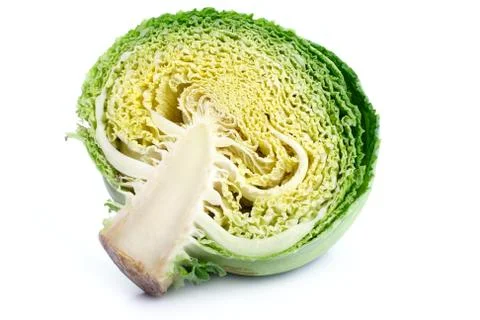 Half a savoy cabbage on a white background Stock Photos