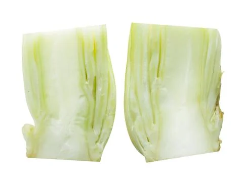 Half section green celery bottom flesh layers Foto stock