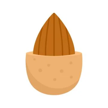 Half shell almond icon, flat style Stock Illustration