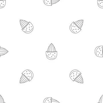 Half shell almond pattern seamless Stock Illustration