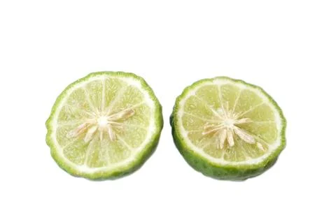 Half slice of bergamot fruit or Kaffir lime Stock Photos