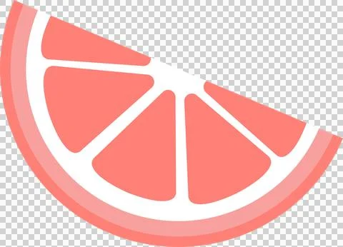 Half slice citrus is drifting in flat vector showing coral pink segments on Stock Illustration