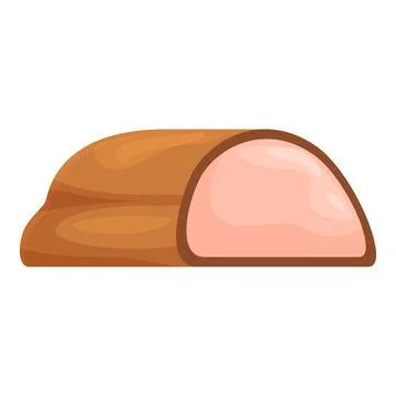 Half slice of ham showing both meat and skin Stock Illustration