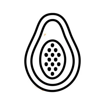 Half slice of papaya fruit outline icon over white background. Vector illus.. Stock-Illustration