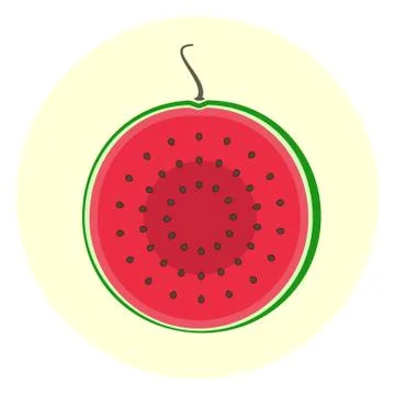 Half slice red watermelon icon Stock Illustration