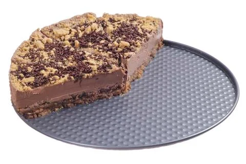 Half sliced chocolate cheesecake Stock Photos
