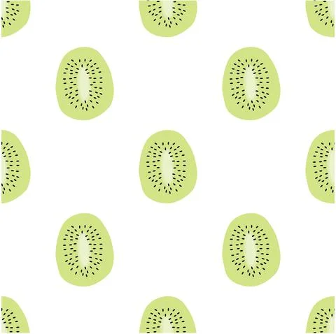 Half sliced green kiwi fruit isolated on white background Stock Illustration