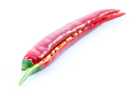 Half sliced of red chili pepper Stock Photos