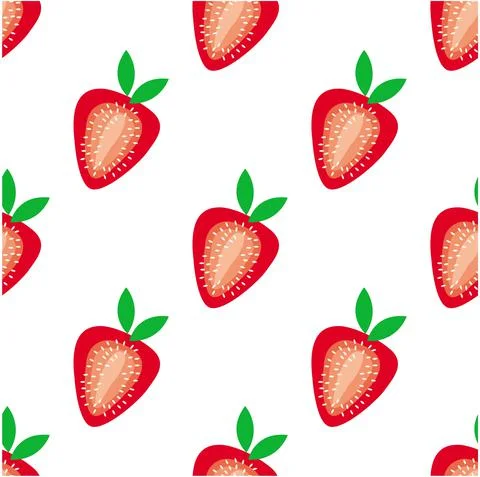 Half sliced red strawberry fruit isolated on white background Stock Illustration