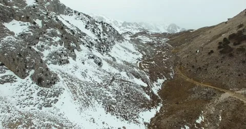 Half Snow Coreved Valley in a Winter Day, 4k Drone Shot Stock Footage 171244219
