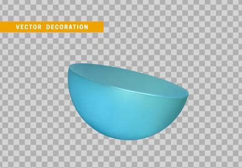 Half sphere isolated blue color. 3d objects geometric shape. vector illustrat 库存插图
