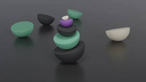 Half spheres rotating seamless loop 4K UHD 3D Motion Graphics Design 스톡 동영상 195953926