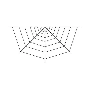 Half spider web isolated on white background. Halloween spiderweb element. Co Stock Illustration