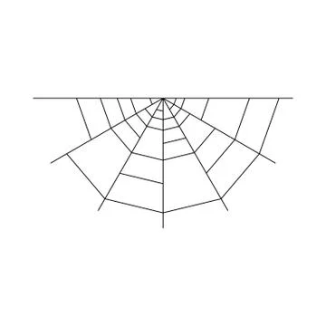 Half spider web isolated on white background. Halloween spiderweb element. Co Stock Illustration