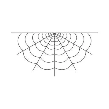 Half spider web isolated on white background. Halloween spiderweb element. Co Stock Illustration