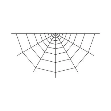 Half spider web isolated on white background. Halloween spiderweb element. Co Stock Illustration