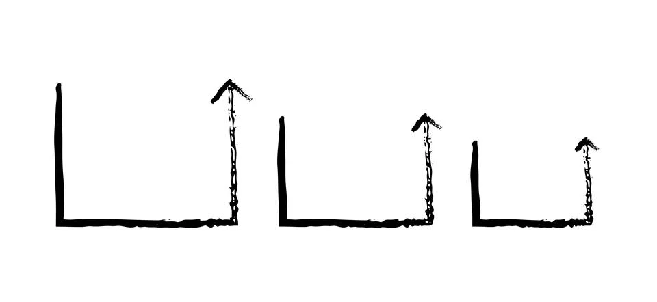 Half-square arrows upward-point grunge doodle design element set Illustrazione stock